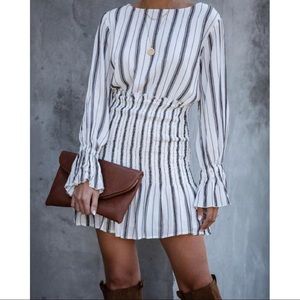 VICI Friendsgiving striped smocked dress